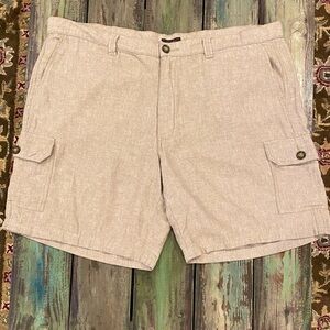 Tasso Elba Linen / Cotton Blend Cargo Shorts Mens Sz 44 Beige Tan Walking 9”